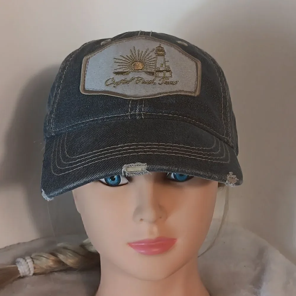 Crystal Beach Texas Gray Denim Cap